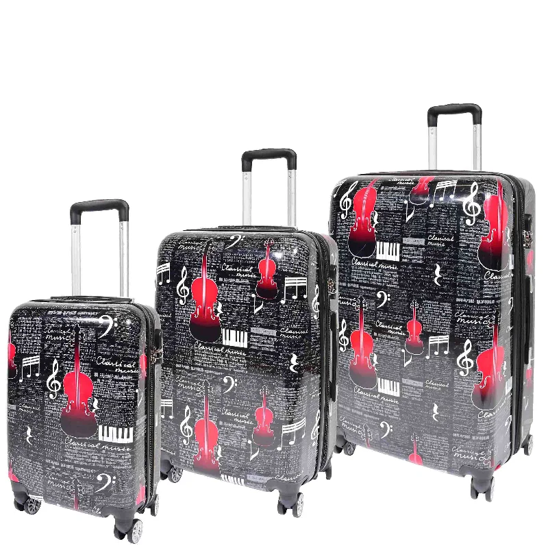 suitcase for international flights-Four Wheels Hard Classical Music Printed Luggage BILBAO