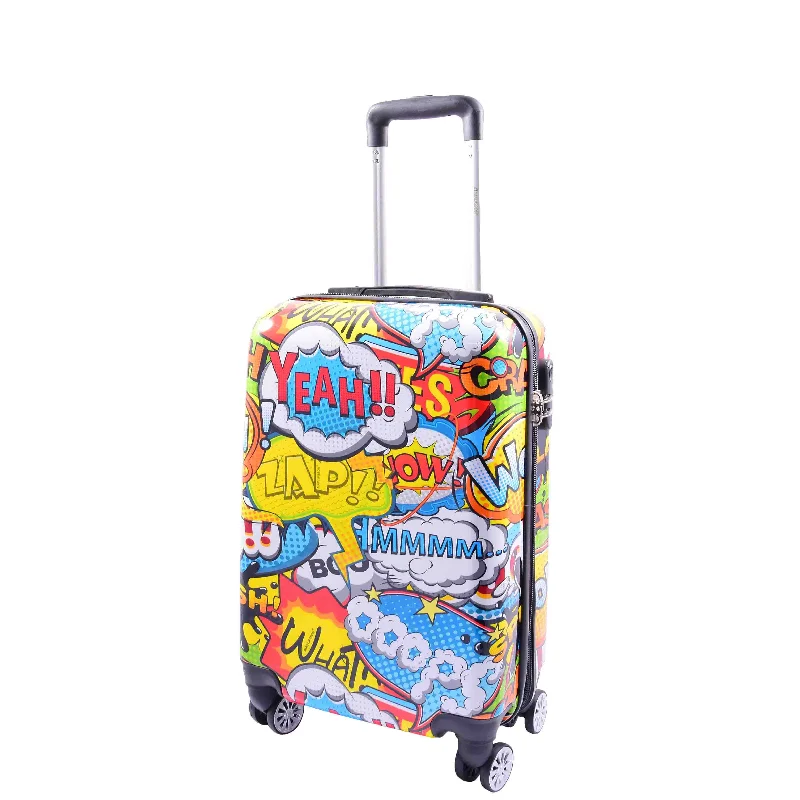 suitcase with modern straps-Four Wheels Hard Shell Comic Print Luggage BOGOTA