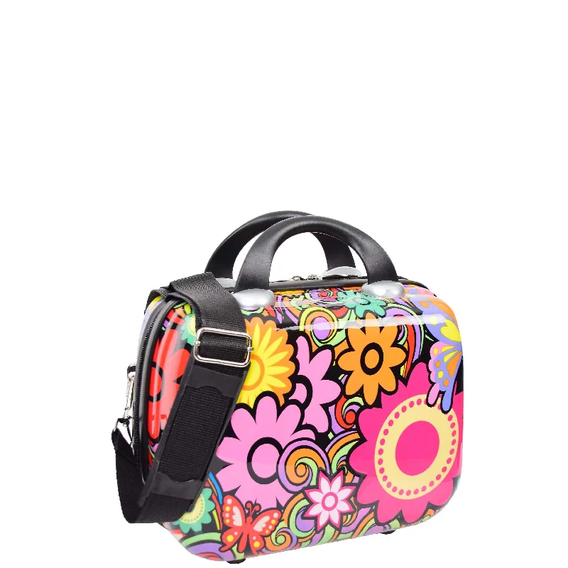 suitcase with durable finish-Hard Luggage Beauty Cosmetic Case Organiser Bag Flower Print