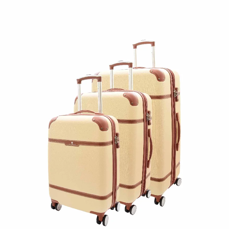 suitcase for long journeys-Hard Shell Retro Expandable Four Wheel Luggage Jupiter Milky