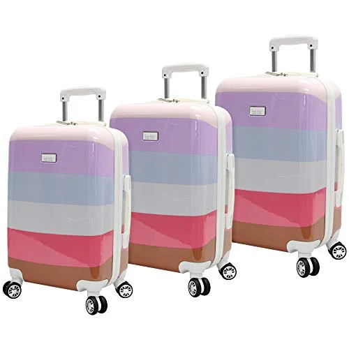 suitcase with bright colors-Nicole Miller Luggage Rainbow Collection - 3 Piece Hardside