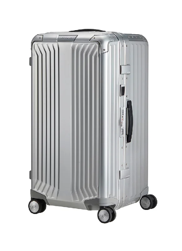 suitcase for checked bags-Samsonite Lite-Box Alu Silver Large Trunk