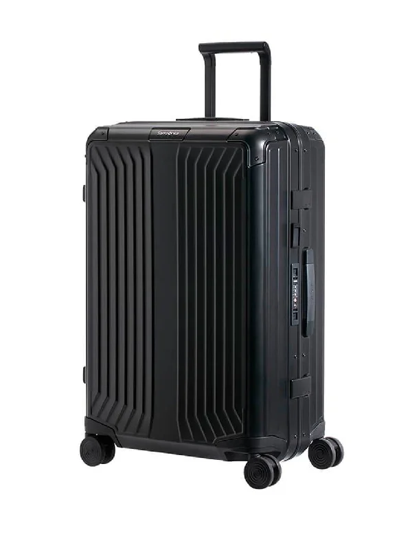 suitcase with sleek patterns-Samsonite Lite-Box Alu Medium Suitcase