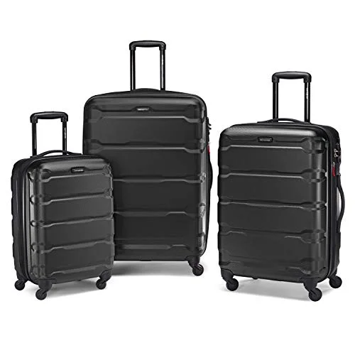 suitcase with side pockets-Samsonite Omni PC Hardside Expandable Luggage, 3-Piece, Black