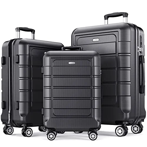 suitcase for budget tours-SHOWKOO Luggage Sets Expandable Suitcase Double Wheels TSA Lock (Gray)