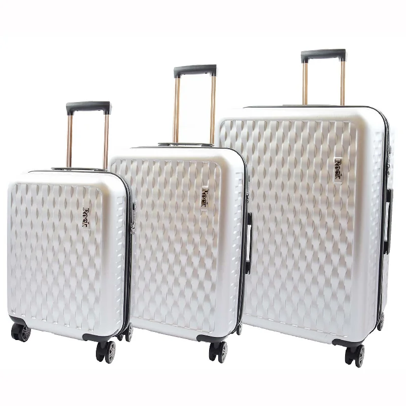 suitcase for summer vacations-Travel Luggage 8 Wheel 360 Spinner Macau Silver