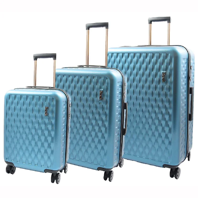 suitcase with modern straps-Travel Luggage 8 Wheel 360 Spinner Macau Blue