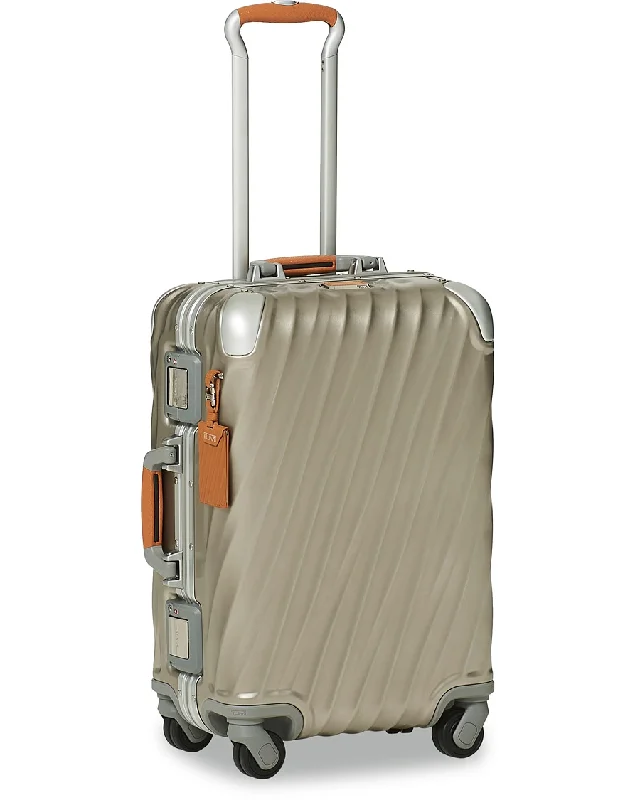 suitcase for minimalist travel-Tumi 19 Degree Aluminum International Titanium Cabin Suitcase