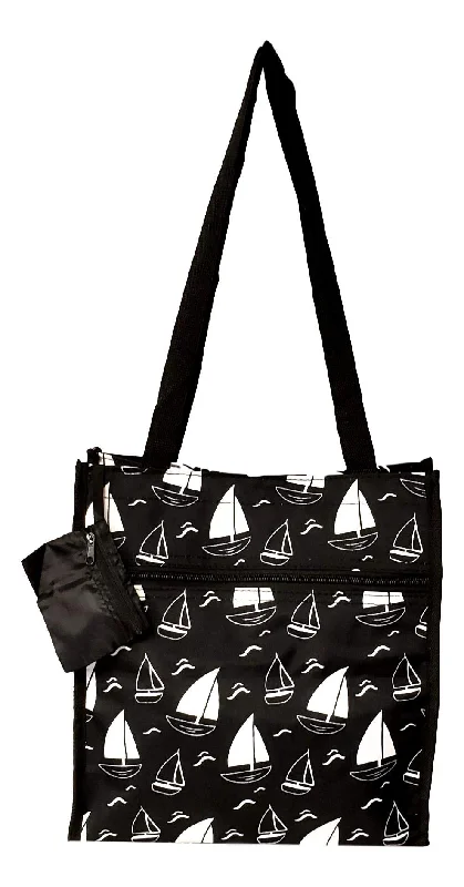 tote bag outdoor leather-12 in by 13 in Tote Bag w/Mesh Water Bottle Pocket (Sailboat)