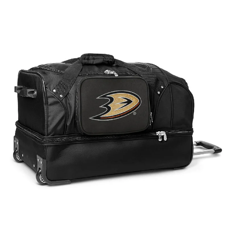 Anaheim Ducks 27" Black Rolling Drop Bottom Duffel