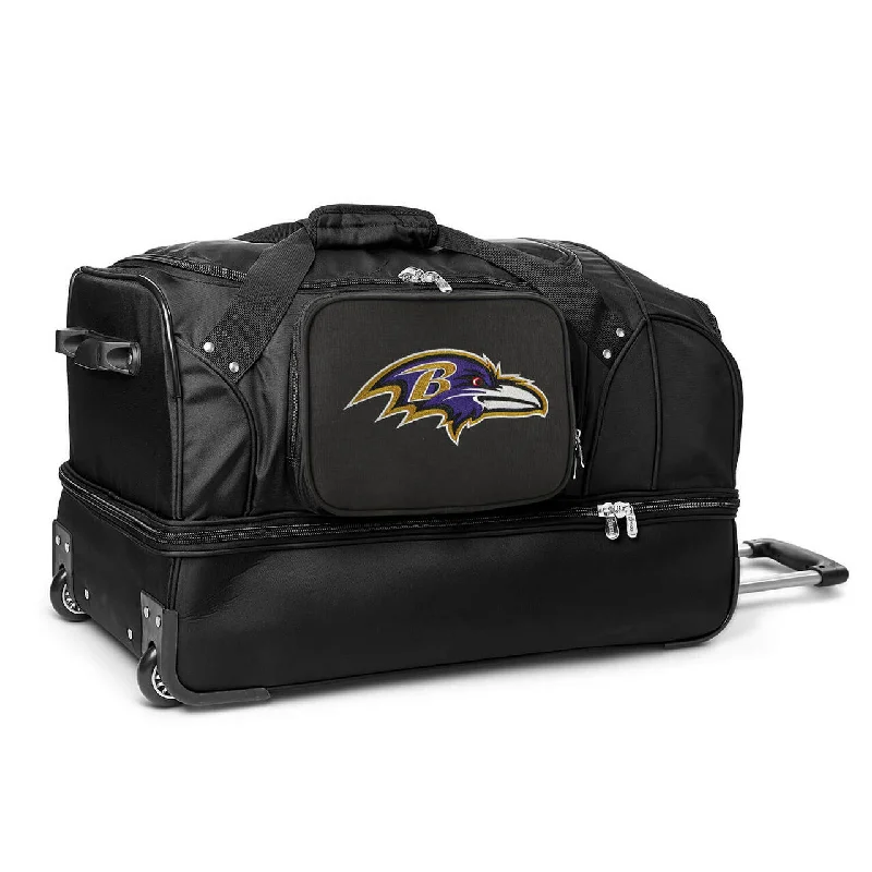 Baltimore Ravens 27" Black Rolling Drop Bottom Duffel