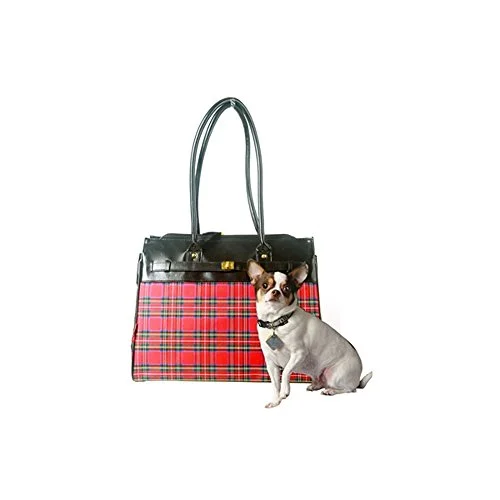 tote bag leather-Bark-N-Bag 16" X 12.5" X 8" Tartan Collection Monaco Tote Pet Carrier, Small