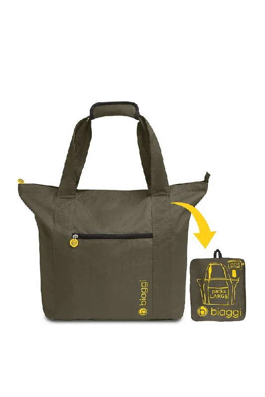 tote bag reusable leather style-Biaggi Paksak Packable Tote Bag - As Seen on Shark Tank - Olive - 21-Inch