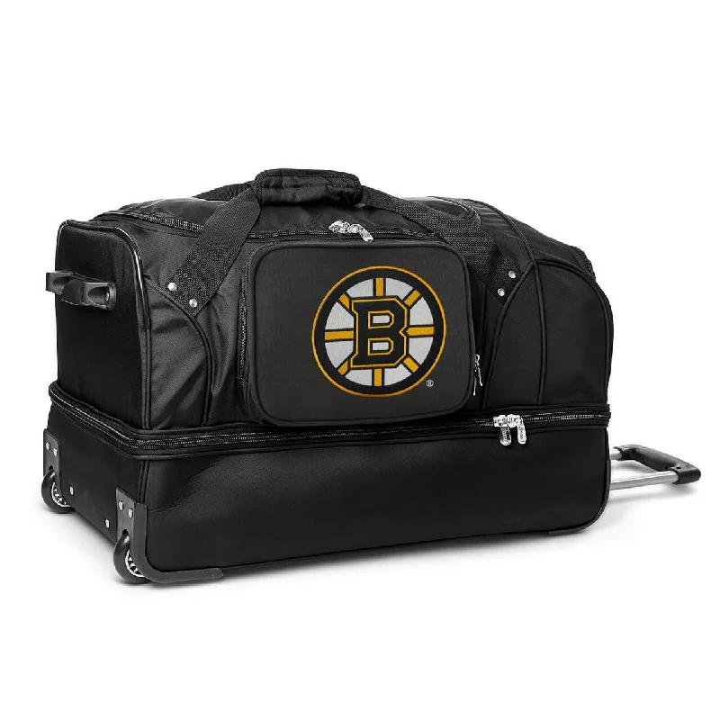 Boston Bruins 27" Black Rolling Drop Bottom Duffel