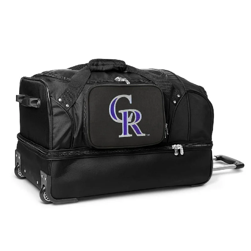 Colorado Rockies 27" Black Rolling Drop Bottom Duffel