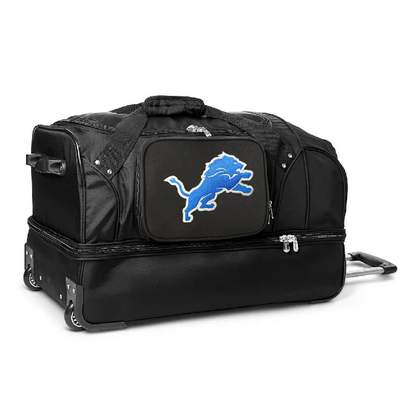 Detroit Lions 27" Black Rolling Drop Bottom Duffel