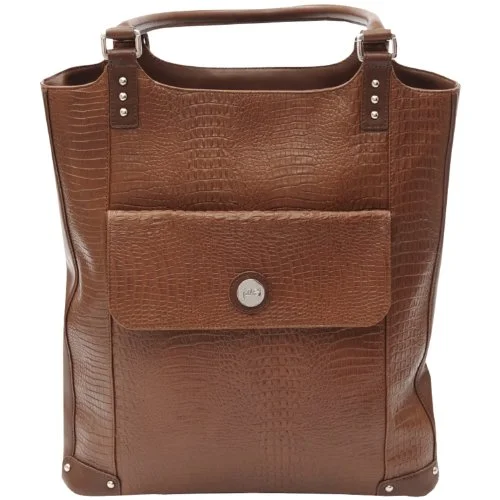 tote bag durable canvas style-Jill.E Designs E-Go Laptop Tote - Brown Croc Leather (373588)