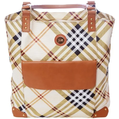 tote bag value canvas design-Jill-E Designs E-Go Tote (Tan Plaid)