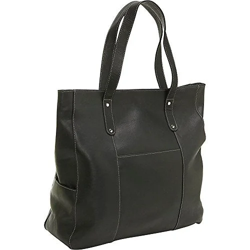 tote bag budget canvas design-Ledonne Leather Large Slip Pocket Tote, Black