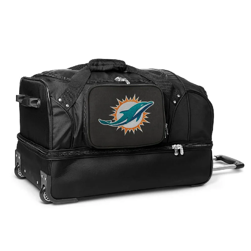 Miami Dolphins 27" Black Rolling Drop Bottom Duffel