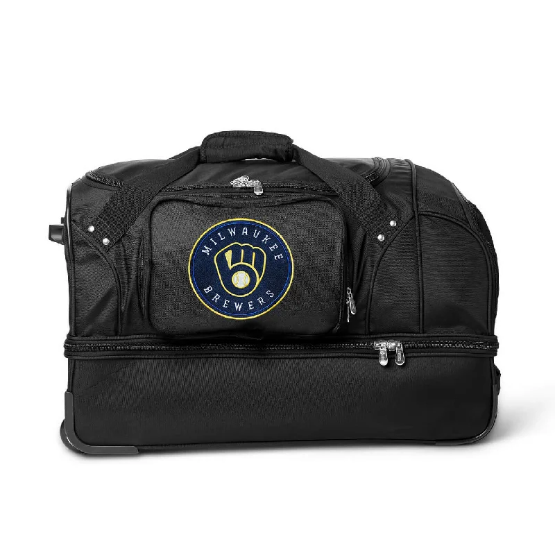 Milwaukee Brewers 27" Black Rolling Drop Bottom Duffel