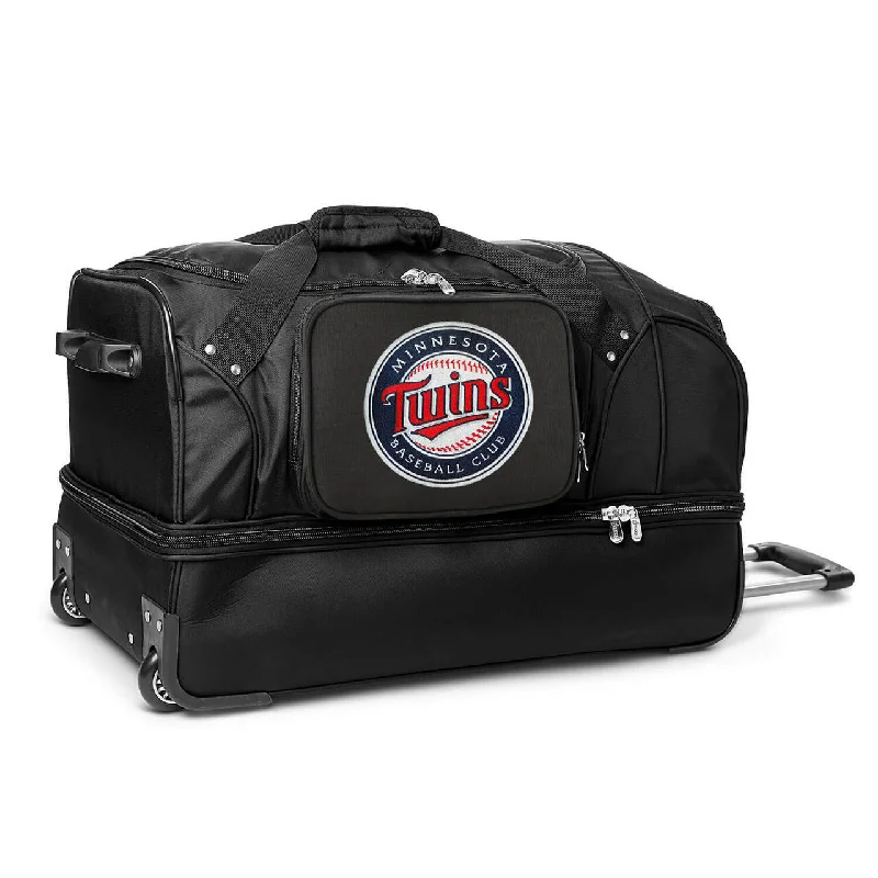 Minnesota Twins 27" Black Rolling Drop Bottom Duffel