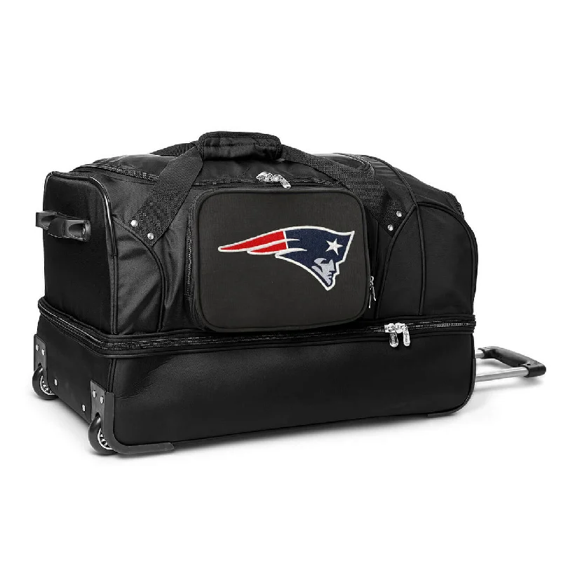 New England Patriots 27" Black Rolling Drop Bottom Duffel