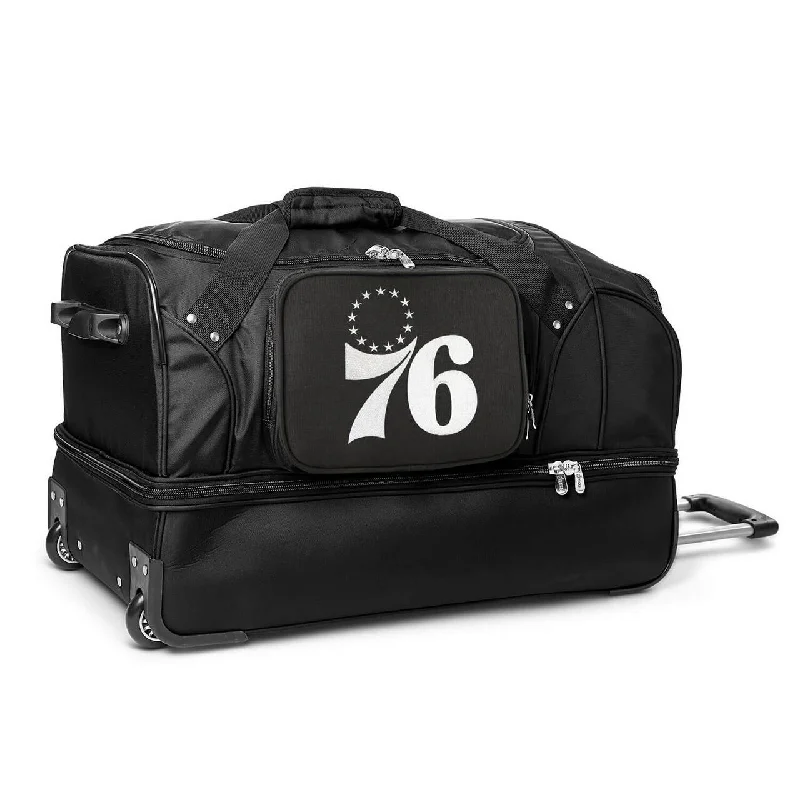 Philadelphia 76ers 27" Black Rolling Drop Bottom Duffel