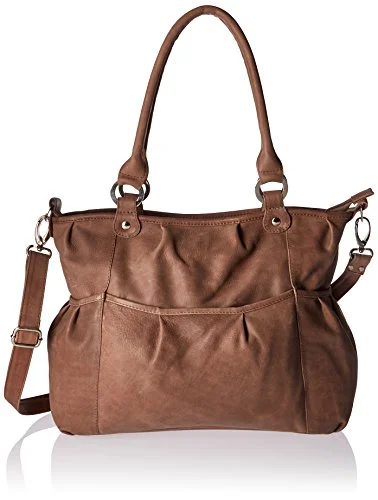 tote bag personalized-Piel Leather Zippered Cross-Body Tote, Toffee