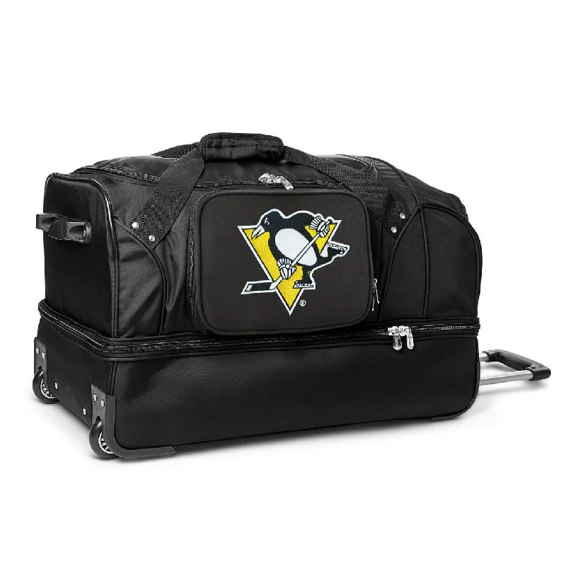 Pittsburgh Penguins 27" Black Rolling Drop Bottom Duffel