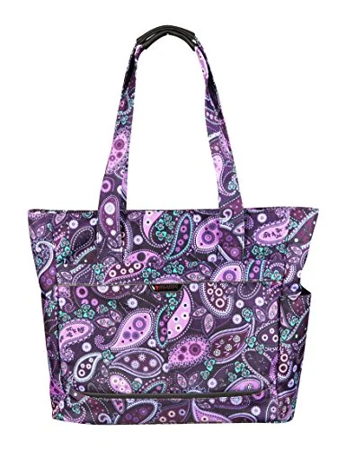 tote bag minimalist leather design-Ricardo Beverly Hills Mar Vista Tote,  Purple Paisley, 18-Inch