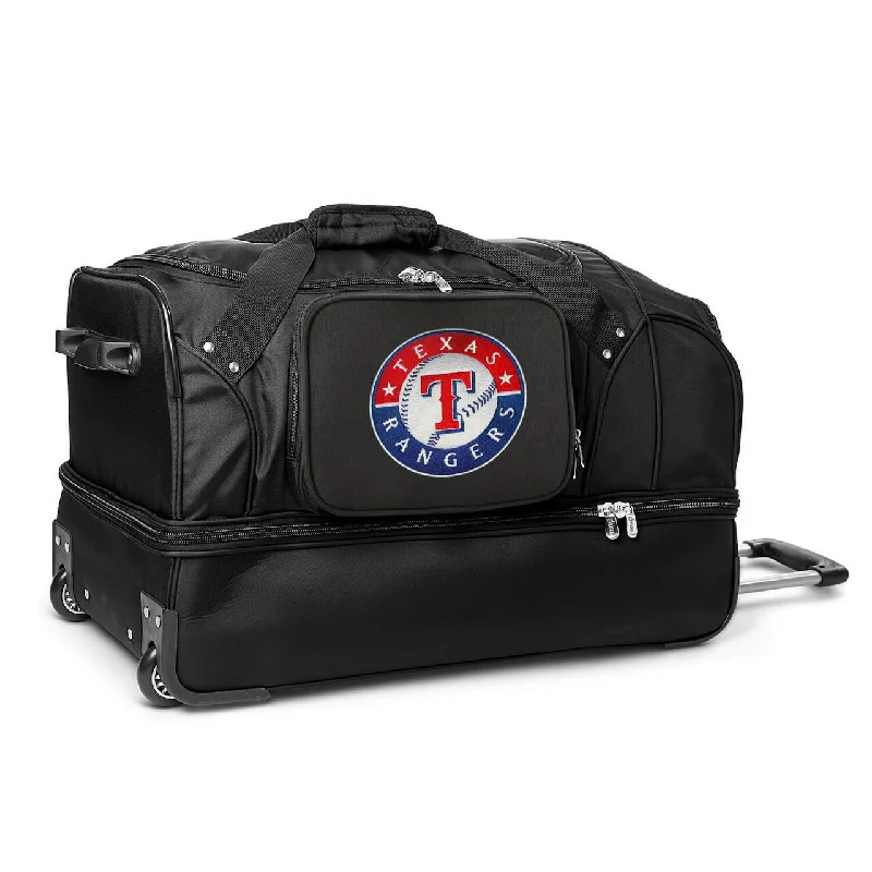 Texas Rangers 27" Black Rolling Drop Bottom Duffel