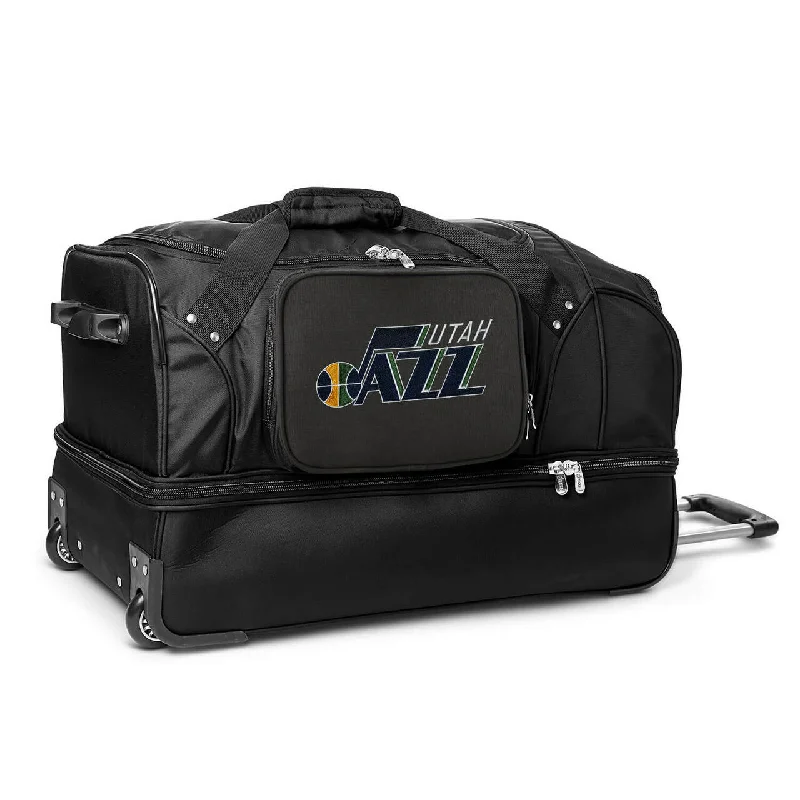 Utah Jazz 27" Black Rolling Drop Bottom Duffel