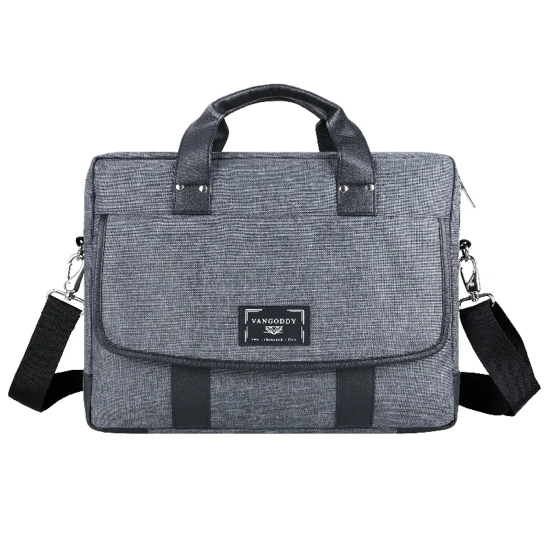 tote bag handmade leather style-Vangoddy Chrono Series Grey Messenger Tote Bag for 17.3" Tablet Laptop Notebook Chromebook Macbook Ultrabook