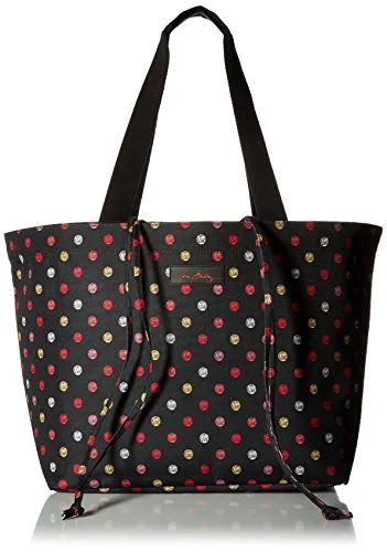 tote bag embroidered leather-Vera Bradley Drawstring Family Tote, Havana Dots