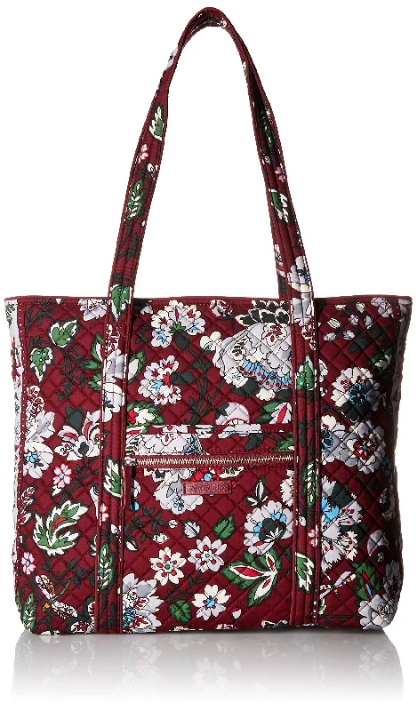 tote bag zipper leather-Vera Bradley Iconic Vera Tote,  Signature Cotton, One Size