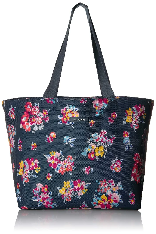 tote bag beach leather-Vera Bradley Lighten Up Drawstring Family Tote, Tossed Posies