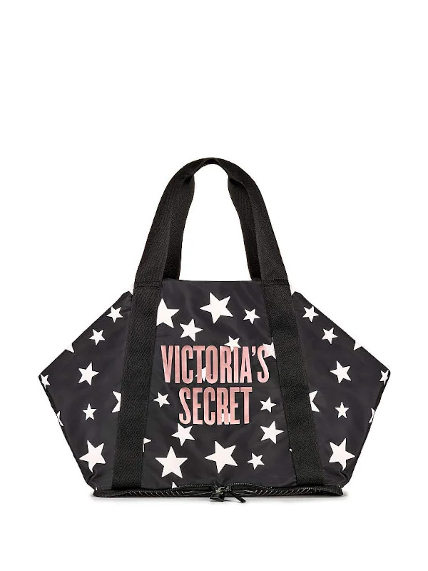 tote bag shoulder canvas-Victoria's Secret Celestial Shimmer Packable Weekender Tote Bag