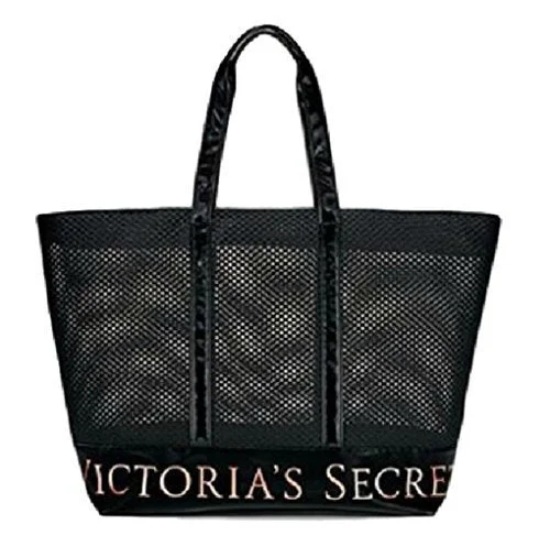 tote bag reinforced canvas-Victoria's Secret Large Mesh Black Weekender Tote Bag