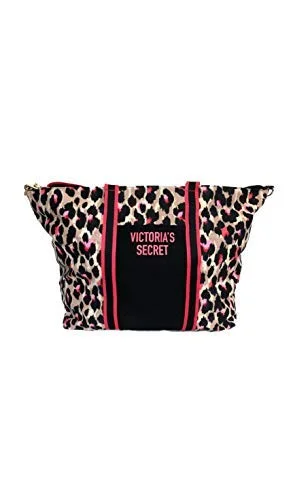 tote bag leather handle-Victorias Secret Limited Sexy Leopard Wild Weekender Tote Bag, Large