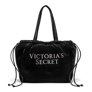 tote bag minimalist leather-Victoria's Secret Luxe Velvet Tote Black