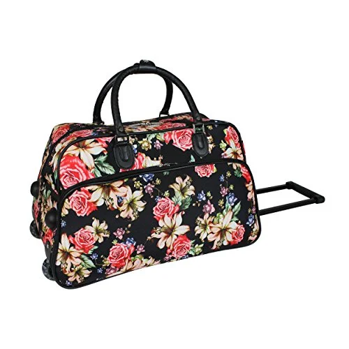 World Traveler 21-Inch Carry-On Rolling Duffel Bag, Flower Bloom, One Size