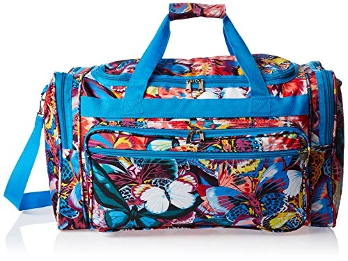 World Traveler Women'S Value Series 22-Inch Carry Blue Butterfly Duffel Bag, Blue Trim Butterfly,