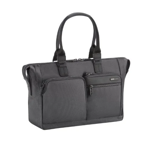 tote bag vintage leather-Zero Halliburton Zest Double Front Pocket Tote, Black, One Size